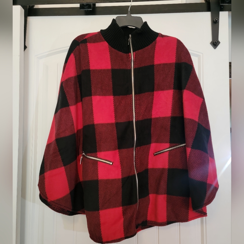 Red and Black Check Cape